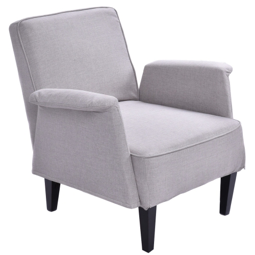 Modern Upholstered Accent Occasional Chair Roll Arm Living Room Wood Leg