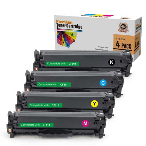 VPDEPOT  HP New Compatible Cf510A/511/512/c513 (204A) Bcmy Color Toner Set for HP Laserjet M154A/m154Nw/m180Nw/m180/m180N/m181