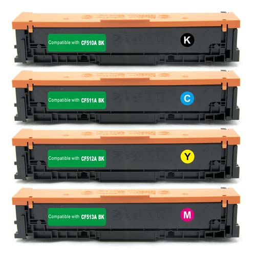 GOTONERS  Generic Packaged HP New Compatible Cf510A/511/512/c513 (204A) Bcmy Color Toner Set for HP Laserjet M154A/m154Nw/m180Nw/m180/m180N/m181