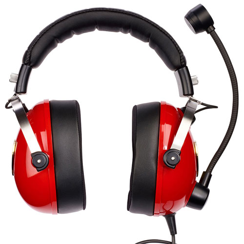 Casque de jeu avec microphone T.Racing Scuderia Ferrari Edition de Thrustmaster - Rouge/noir