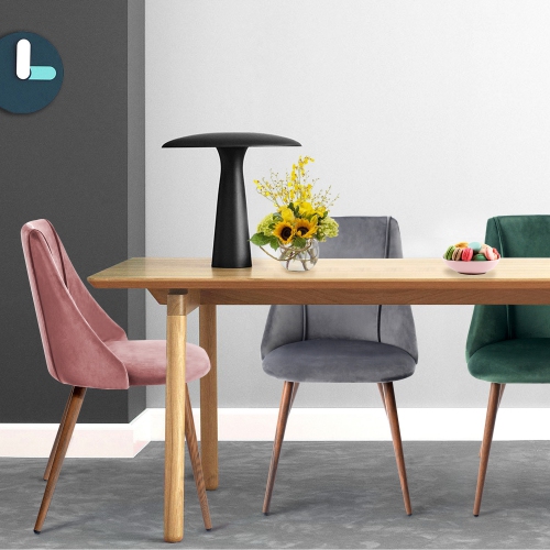 Set of 2 Velvet Dining Chairs Metal Frame Wooden Look Side Chair