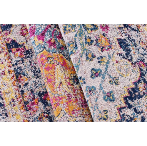 Orlando Blue Yellow Traditional Indoor/Outdoor Area Rug 6'5" x 9'5"