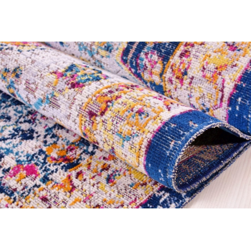 Orlando Blue Yellow Traditional Indoor/Outdoor Area Rug 7'10" x 10'5"