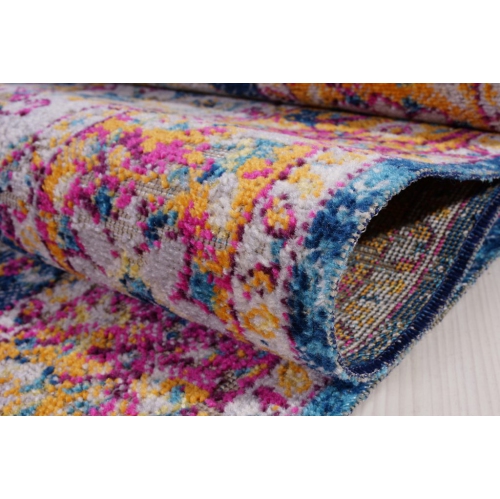 Florida Cream Blue Traditional Indoor/Outdoor Area Rug 6'5" x 9'5"