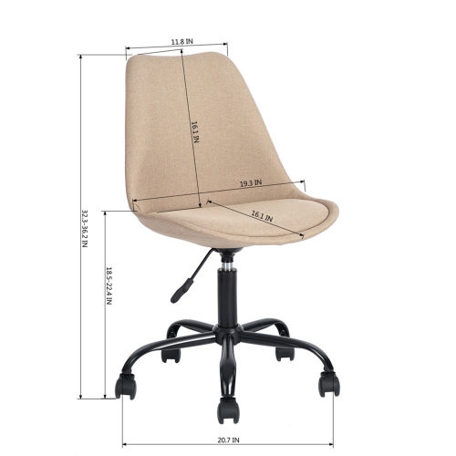 HOMY CASA Office Chair Teens & Adult Adjustable Desk Chair Swivel Office Computer Task Chair Stool Home Office Chair for Students Teens, Beige Fabric