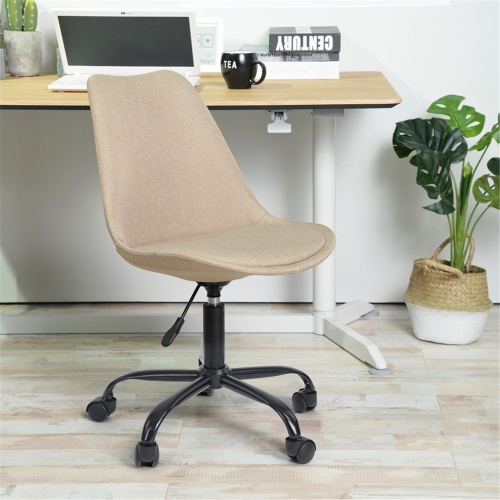 HOMY CASA Office Chair Teens & Adult Adjustable Desk Chair Swivel Office Computer Task Chair Stool Home Office Chair for Students Teens, Beige Fabric