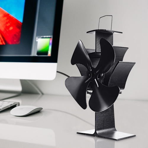 Ventilateur de poêle à 4 pales économie d'énergie avec poignée,câble USB ,Ventilateur Poele silencieux pour Brûleur à bois et cheminées