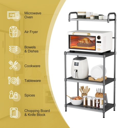 Costway 4-Tier Baker's Rack Microwave Oven Stand Shelves Kitchen Storage Rack Organizer