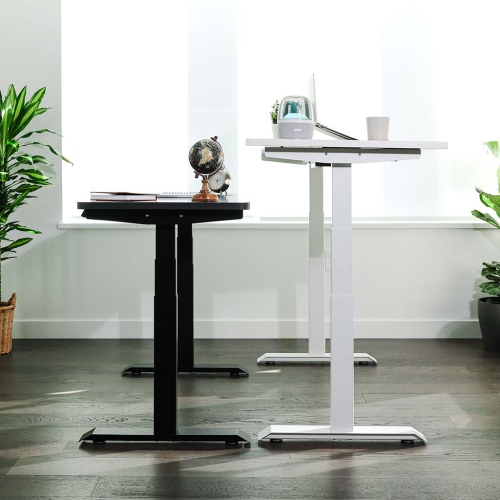 MotionGrey Height Adjustable German Electric Dual Motors Sit to Stand Computer Home Table and Office Standing Desk - Black Frame with Tabletop
