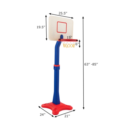 Costway Kids Children Basketball Hoop Stand Adjustable Height Indoor Outdoor Sports