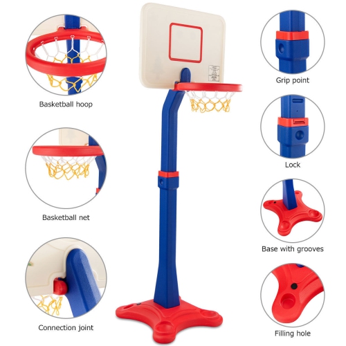 Costway Kids Children Basketball Hoop Stand Adjustable Height Indoor Outdoor Sports