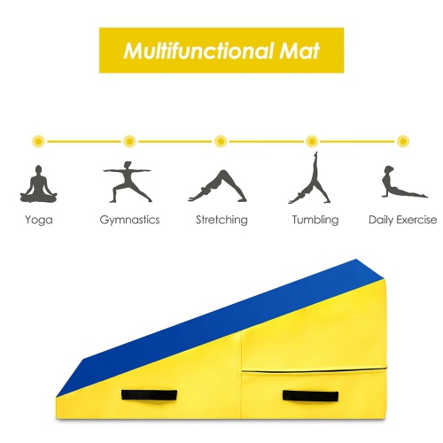 Costway Incline Gymnastics Mat Cheese Wedge Tumbling Mat w/Zipper Handle Home Training