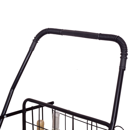 Folding Shopping Cart Jumbo Basket Grocery Laundry Travel w/ Swivel Wheels