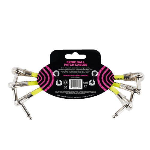 Ernie Ball 6" Pancake Flat Angle / Flat Angle Patch Cable 3-Pack Black