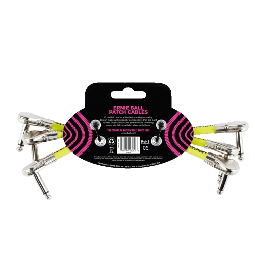 Ernie Ball 6" Pancake Flat Angle / Flat Angle Patch Cable 3-Pack White