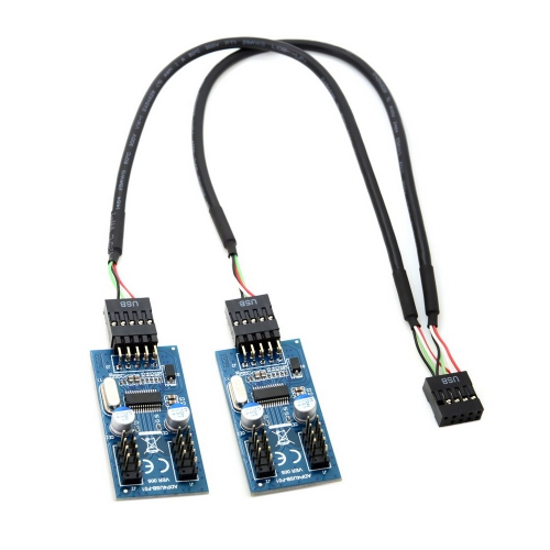 axGear Internal 9-Pin USB 2.0 Splitter 1 Male To 4 Female Motherboard Pin to PC Case