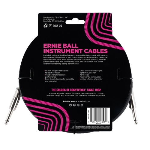 Ernie Ball 10 Straight/Straight Instrument Cable - Black
