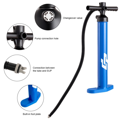 Goplus SUP Hand Pump Max 29 PSI Double Action Manual inflation w/ Gauge