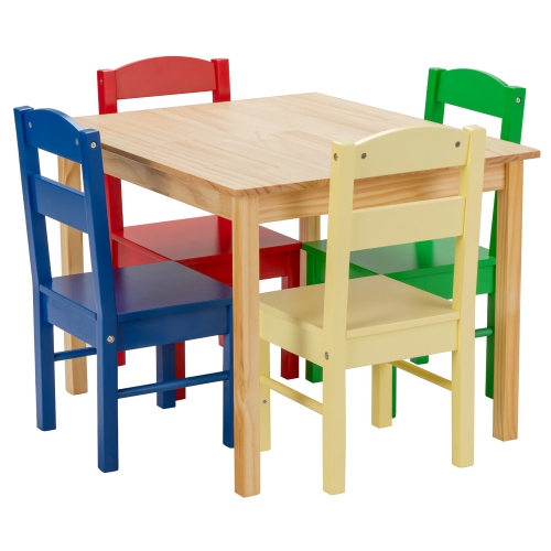 Kids 5 Piece Table Chair Set Pine Wood, Best Toddler Table And Chair Set Canada