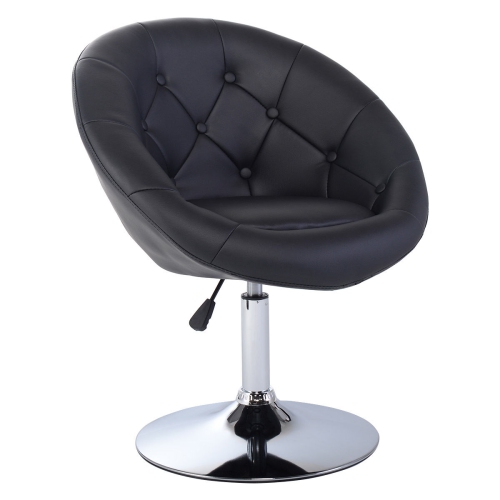 Costway 1PC PU Leather Adjustable Modern Swivel Round Accent Chair 3 color