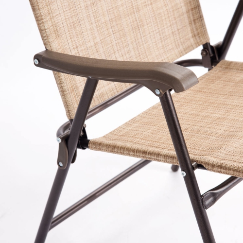 Costway Set of 2 Folding Sling Back Chair Camping Patio Deck Garden Beach Yellow