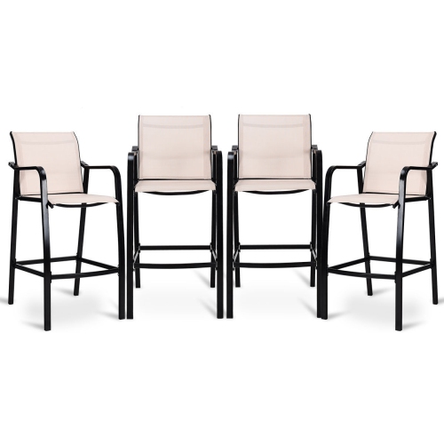 4 PCS Counter Height Stool Patio Chair Steel Frame Leisure Dining Bar Chair