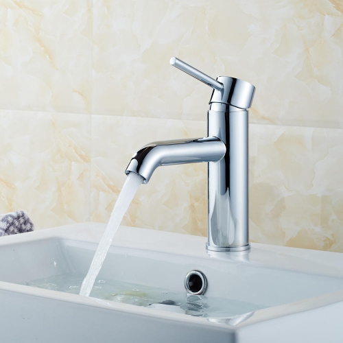 Single-Handle Bathroom Basin Faucet, Modern Commercial Light Chrome-LIVINGbasics