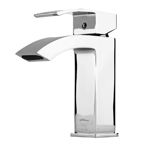 Modern Single-Handle Bathroom Faucet, Waterfall Bathroom Vanity Sink Faucet with Large Rectangular Spout(Without Faucet Plate)