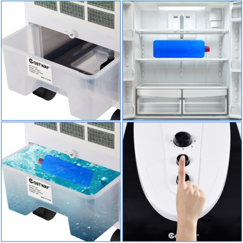 Evaporative Portable Cooler Fan Humidify W/ Filter Knob Control