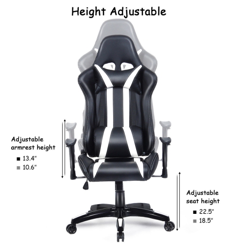 Executive Racing Style Gaming Chair High Back Reclining Computer Seat White