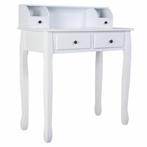 Costway Writing Desk Mission White Home Office Computer Desk 4 Drawer White