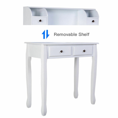 Costway Writing Desk Mission White Home Office Computer Desk 4 Drawer White