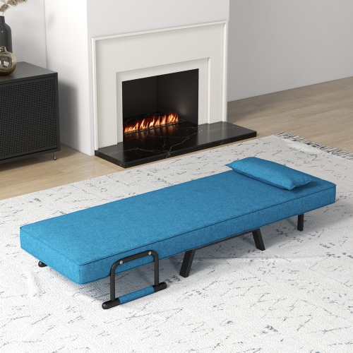 Canapé-lit transformable à 6 positions et chaise longue avec coussin de Costway, bleu