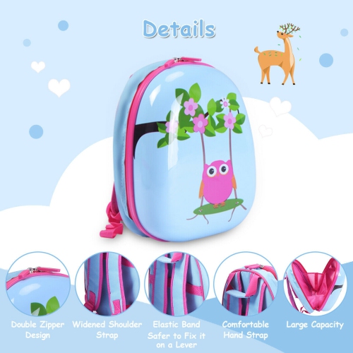Costway 2Pc 12'' 16'' Kids Luggage Set Suitcase Backpack School Travel Trolley ABS pink\pink&light green\dark blue\light