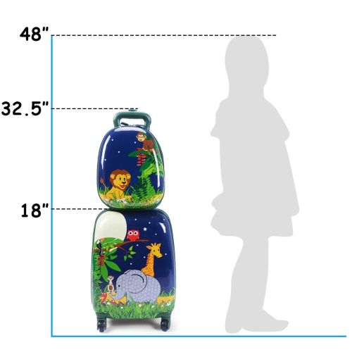 Costway 2PC 12 16 Kids Luggage Set Suitcase Backpack School