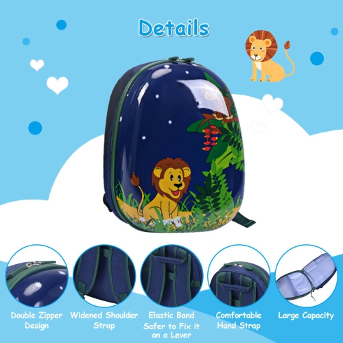 Costway 2Pc 12'' 16'' Kids Luggage Set Suitcase Backpack School Travel Trolley ABS pink\pink&light green\dark blue\light