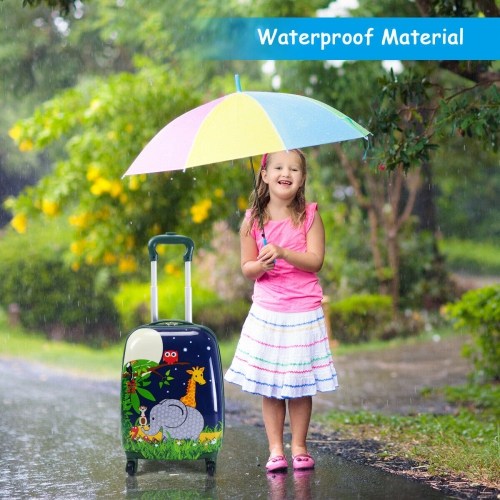 Costway 2Pc 12'' 16'' Kids Luggage Set Suitcase Backpack School Travel Trolley ABS pink\pink&light green\dark blue\light