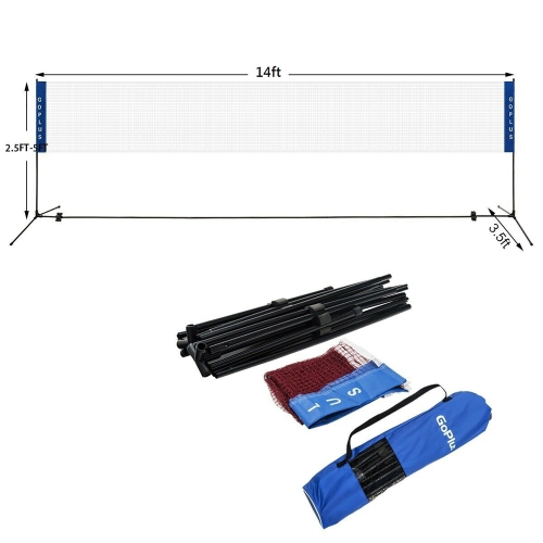 Costway Portable 13.8'x5' Badminton Beach Volleyball Tennis Training Net w/ Carrying Bag