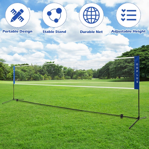 Costway Portable 13.8'x5' Badminton Beach Volleyball Tennis Training Net w/ Carrying Bag