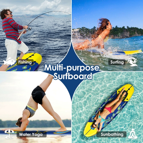 COSTWAY – Planche de Surf de 6’’ à 3 Dérives & Leash pour Enfants, Adultes