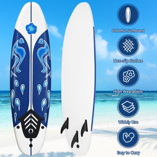 Costway 6' Surfboard Surf Foamie Boards Surfing Beach Ocean Body Boarding