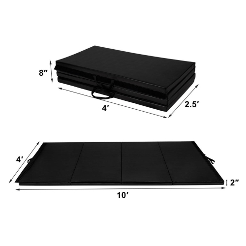 Tapis d'exercice de gymnastique pliant épais de 4 pi x 10 pi x 2 po de Costway