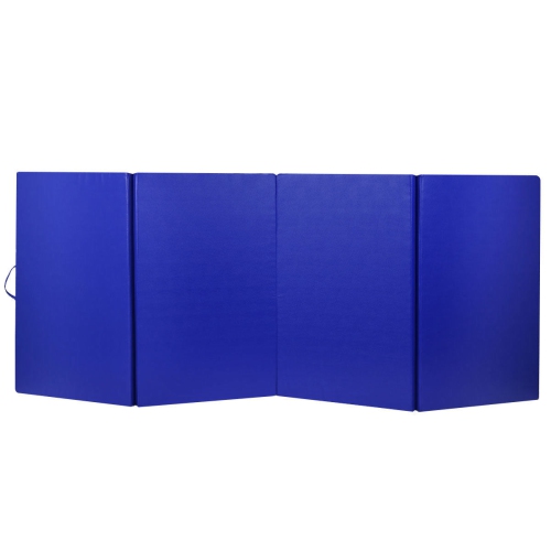 Tapis d'exercice pliant de 4 pi x 10 pi x 2 po Gymnastics Gymnastics Gymnastics Tapis de yoga bleu étirable de Costway