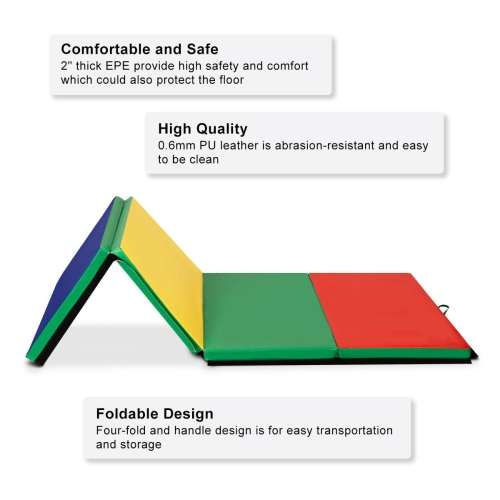 Costway 4'x10'x2" Gymnastics Mat Folding Panel Thick Gym Fitness Exercise