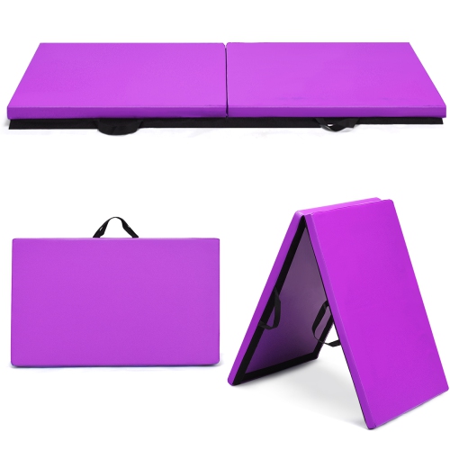 COSTWAY  6'x 2' Gymnastics Exercise Mat Thick 2 Folding Panel Fitness Home Gym