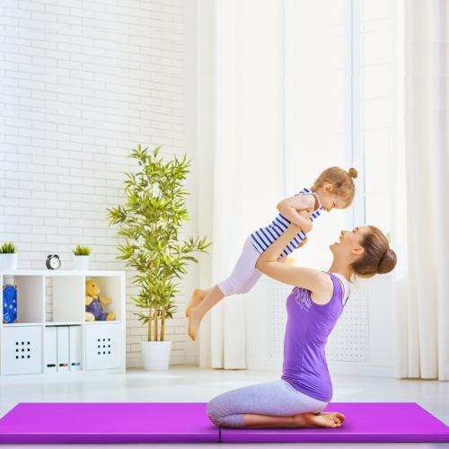 Costway 6'x 2' Gymnastics Exercise Mat Thick 2 Folding Panel Fitness Home Gym