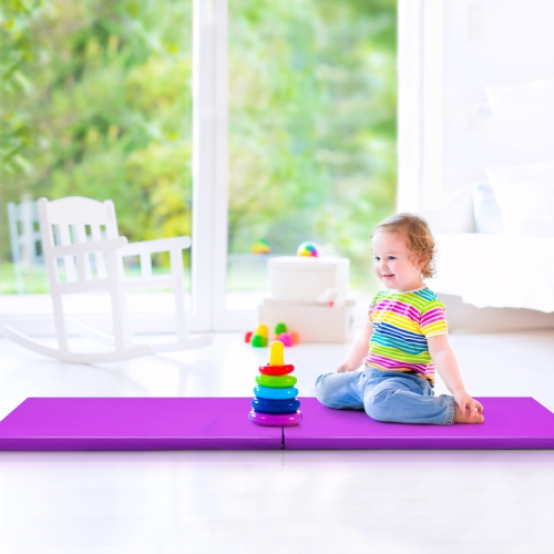 Costway 6'x 2' Gymnastics Exercise Mat Thick 2 Folding Panel Fitness Home Gym