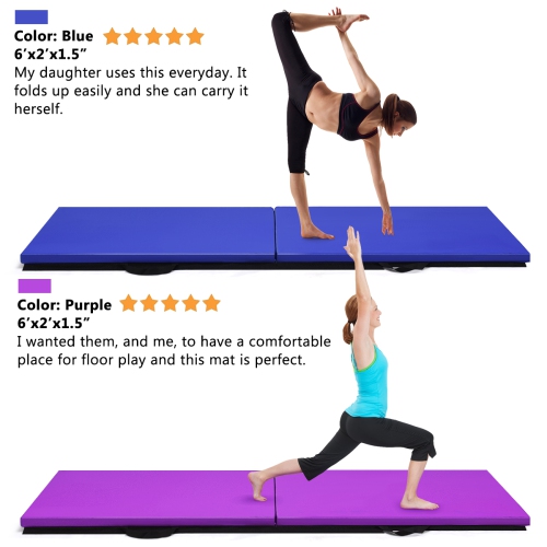 Costway 6'x 2' Gymnastics Exercise Mat Thick 2 Folding Panel Fitness Home Gym