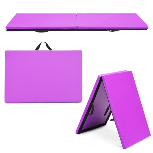 Costway 6'x2' x 1.6" Gymnastics Mat Thick Two Folding Panel Fitness Exercise Purple Portable