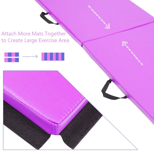 Costway 6'x2' x 1.6" Gymnastics Mat Thick Two Folding Panel Fitness Exercise Purple Portable